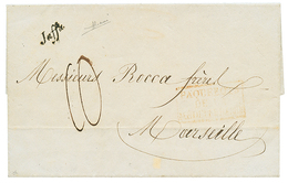 1854 Cursive JAFFA + Taxe 10 Sur Lettre Avec Texte Pour La FRANCE. Verso, ALEXANDRIE. RARE Et Superbe. - Autres & Non Classés