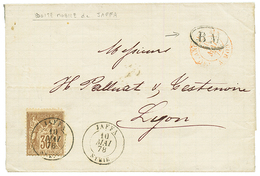 "BOITE MOBILE De JAFFA" : 1878 30c SAGE Obl. JAFFA SYRIE + B.M Oval Sur Lettre De BEYROUTH Pour LYON. RARE. Superbe. - Autres & Non Classés