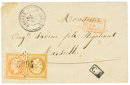 RHODES : 1864 10c + 40c Obl. GC 5094 + RHODES TURQUIE Sur Enveloppe Pour La FRANCE. Superbe. - Autres & Non Classés