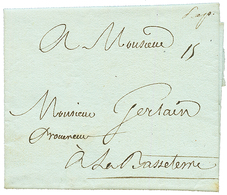 1790 "P.a.p" Manuscrit (Lenain N°6) Sur Lettre Avec Texte De POINTE-A-PITRE Pour BASSE-TERRE. Rare. Superbe. - Other & Unclassified