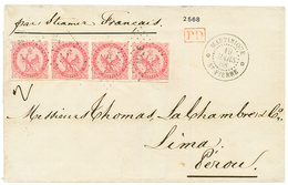 "3F20 Pour Le PEROU" : 1868 Magnifique Bande De 4 Du 80c AIGLE Obl. MQE Sur Lettre De ST PIERRE MARTINIQUE Pour LIMA (PE - Andere & Zonder Classificatie