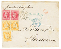 1873 CG Superbe Paire 80c EMPIRE + 40c CERES(x3) Obl. MQE + MARTINIQUE ST PIERRE Sur Lettre (Quadruple Port) Pour BORDEA - Autres & Non Classés