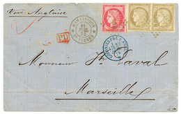 1874 CG 80c CERES TTB Margé + Paire 30c CERES Obl. MQE + MARTINIQUE ST PIERRE Sur Lettre En Double PORT Pour La FRANCE.  - Autres & Non Classés