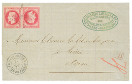 MARTINIQUE Pour Le PEROU : 1875 CG 80c EMPIRE (x2) Obl. MQE + MARTINIQUE FORT DE FRANCE Sur Lettre Pour LIMA (PEROU). De - Other & Unclassified