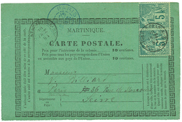 1884 CG 5c(x2) Obl. FORT DE FRANCE MARTINIQUE Sur CARTE PRECURSEUR Pour La FRANCE. TB. - Autres & Non Classés