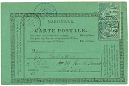 1884 CG 5c(x2) Obl. FORT DE FRANCE MARTINIQUE Sur CARTE PRECURSEUR Pour La FRANCE. TB. - Otros & Sin Clasificación