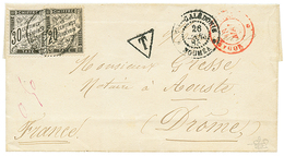 1885 NLLE CALEDONIE NOUMEA Sur Lettre Taxée En FRANCE Avec TAXE Noir 20c + 30c Obl. AOUSTE. Superbe. - Altri & Non Classificati