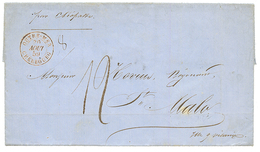 1859 OUTRE-MER CHERBOURG + Taxe 12 Sur Lettre De ST PIERRE TERRE NEUVE Pour ST MALO. Superbe. - Altri & Non Classificati