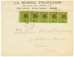 1913 PROVISOIRE 05 S/ 20c (n°97) Bande De 5 Obl. ST PIERRE Sur Enveloppe Avec Entête "LA MORUE FRANCAISE" Pour BOSTON (U - Other & Unclassified