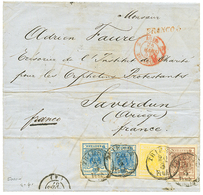 AUSTRIA : 1857 First Issue 1k + 6k + 9k (x2) All With Large Margins Canc. TRIESTE On Reverse Of Entire Letter To FRANCE. - Other & Unclassified