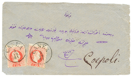 "CANEA" : 1881 5 SOLDI(x2) Canc. CANEA On Envelope To CONSTANTINOPLE. Superb. - Levant Autrichien