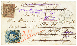 1876 AUSTRIAN LEVANT 10 SOLDI Canc. CONSTANTINOPEL On Envelope To MILANO Redirected With ITALY 30c To NIZZA & PARIS. Rar - Oostenrijkse Levant