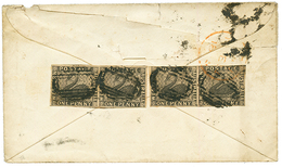 WESTERN AUSTRALIA : 1854 1d Black (SG 1) 2 Pair Canc. Mute Ovals Of Bars On Reverse Of Envelope (tear) From PERTH To ENG - Other & Unclassified