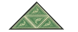 CAPE OF GOOD HOPE : 1 SHILLING Dark Green (SG 8b) Triangular Block Of 4 Unused With Large Part Original Gum. RARE. B.P.A - Cape Of Good Hope (1853-1904)