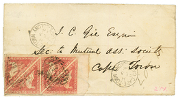 CAPE OF GOOD HOPE : 1866 1 PENNY Red Block Of 4 (just Touched At Left) + CAPE-TOWN CAP COLONY On Local Cover To CAPE-TOW - Cabo De Buena Esperanza (1853-1904)