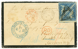 CAPE OF GOOD HOPE To SAXONY : 1866 Pair 4d (touched At Left) Canc. On Envelope To DRESDEN ( GERMANY). Verso, Red QUEEN'S - Kap Der Guten Hoffnung (1853-1904)