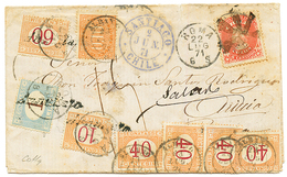 CHILE : 1871 CHILE 5c + SANTIAGO On Cover To ITALY Taxed On Arrival With ITALIAN POSTAGE DUES 0,10c + 40c (x4) Canc. ALB - Chile