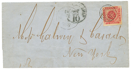 DANISH WEST INDIES : 1868 3c Carmine-rose With 4 Large Margins On Cover From ST THOMAS To NEW YORK (USA). A Rare Cover I - Danemark (Antilles)