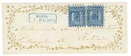FINLAND : 1871 20k (x2) Canc. KARIS In Blue On Superb "VALENTINE" Envelope To SWEDEN. Exceptional Quality. - Other & Unclassified