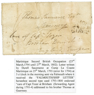 MARTINIQUE - Secon BRITISH Occupation : 1793 FALMOUTH / SHIP LETTER On Entire Letter Datelined "CAMP LA COASTE MARTINIQU - Sonstige & Ohne Zuordnung