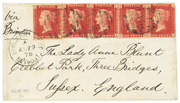 "BEYROUTH" : 1878 1d (pl. 137) X5 Canc. G06 + BRITISH POST OFFICE BEYROUTH On Envelope Via BRINDISI To ENGLAND. Very Sca - Other & Unclassified