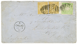 "CALLAO" : 1870 GB 9d (x2) + PERU 1D Canc. C38 + CALLAO On Envelope (fault) To LONDON. Rare Combination. Vf. - Other & Unclassified