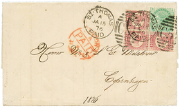 DANISH WEST INDIES : 1876 GB 1/2d(x3) + 1 SHILLING Canc. C51 + ST THOMAS PAID On Entire Letter To DENMARK. Light Crease  - Other & Unclassified