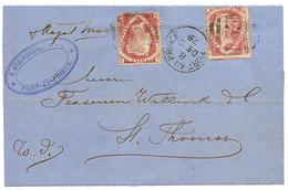 "PORT AU PRINCE" : 1879 1 1/2d (x2) Canc. F53 + PORT AU PRINCE On Entire Letter To ST THOMAS With Arrival Cds. RARE. Vvf - Other & Unclassified