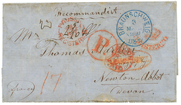 BRAUNSCHWEIG : 1860 Crown Cachet PRUSSIA REGISTERED + BRAUNSCHWEIG In Blue On REGISTERED Cover To NEWTON-ABBOT (ENGLAND) - Other & Unclassified