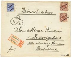DSWA : 1897 VORLAUFER 20pf + 50pf(x2) Pen Cancel + OTJIMBINGUE On REGISTERED Envelope From "DAMARALAND" To GERMANY. Vers - German South West Africa