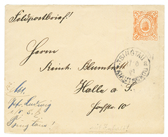 1901 POSTAL STATIONERY Envelope "DRESDNER" LOCAL POST 3pf Canc. TSINGTAU KIAUTSCHOU To GERMANTY. Full Text Included. Vvf - Kiauchau