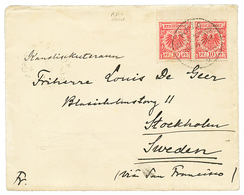 VORLAUFER : 1892 Pair Of 10pf Canc. APIA On Envelope To STOCKHOLM ( SWEDEN ). Rare Destination. Vf. - Samoa