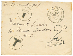 GOLD COAST : 1907 ELMINA GOLD COAST + "T" Tax Marking On Envelope With Full Text To LONDON. Scarce. Vf. - Côte D'Or (...-1957)