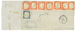 SARDINIA : 1857 20c + 40c (x7) Canc. TORINO On Reverse Of Of Cover To LIMA (PERU). Some Faults But Very Rare Franking. V - Unclassified