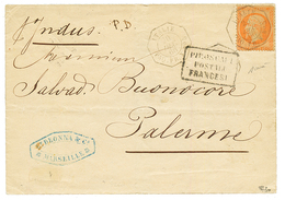 1863 FRANCE 40c Canc. ITALIE PAQ FR X N°5 On Cover To PALERMO (SICILY). Signed CALVES. Vf. - Unclassified