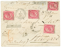 1868 40c (x4) Canc. 1157 + GROTTAMMARE MARCHE On REGISTERED Envelope To STUTTGART (WURTTEMBERG). Vvf. - Unclassified