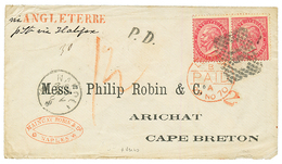 ITALY To NOVA SCOTIA : 1870 40c (x2) Canc. 19 + NAPOLI On Envelope To ARICHAT (NOVA SCOTIA). Verso, Superb Arrival Cds A - Ohne Zuordnung