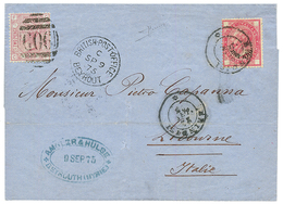 1875 GB 2 1/2d Canc. G06 + BRITISH POST OFFICE BEYROUTH + ITALY 40c ESTERO Canc. BRINDISI On Cover From BEYROUTH SYRIA T - Unclassified