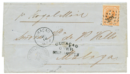 CURACAO : 1879 25c Canc. 201 + CURACAO + CURACAO OVER SOUTHAMPTON On Entire Letter To MALAGA (SPAIN). Scarce. Vvf. - Niederländische Antillen, Curaçao, Aruba