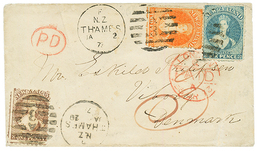 NEW ZEALAND To DENMARK : 1873 1d + 2d + 6d On Envelope From THAMES To VIBORG ( DENMARK ). Ex. J. HACKMEY. RPS Certificat - Other & Unclassified