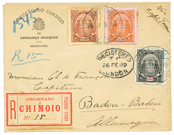 MOZAMBIQUE : 1899 100r + 150r + 500r On REGISTERED Envelope From CHIMOIO To GERMANY. RARE. Vvf. - Sonstige & Ohne Zuordnung