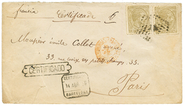 SPAIN : 1879 25c (x2) + CERTIFICADO On REGISTERED Envelope From BARCELONA To FRANCE. Vvf. - Autres & Non Classés