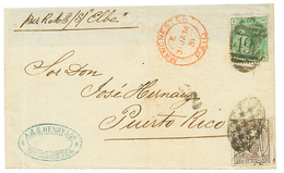 "GREAT BRITAIN / PORTO-RICO Combination" : 1874 GB 1 SHILING Canc. 496 + MANCHESTER PAID + PORTO-RICO 50c On Cover ( Not - Autres & Non Classés
