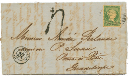 USA To GUADELOUPE Via MARTINIQUE & CUBA : 1861 1R + "4" Tax Marking + HABANA On Entire Letter (fragile) Datelined "NEW Y - Otros & Sin Clasificación
