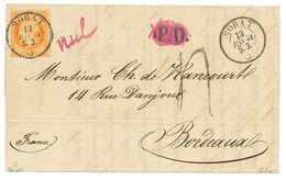 SWITZERLAND : 1864 FRANCE 40c Canc. Swiss Cachet MORAT + "4" Tax Marking On Entire Letter To BORDEAUX (FRANCE). Signed C - Other & Unclassified