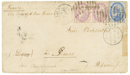 TONGA - FIRST ISSUE : 1889 2d Violet(x2) + 6d Blue + NUIKUALOFA On Envelope To FRANCE. Missionary Mail. Verso, APIA DEUT - Tonga (...-1970)