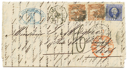 1870 USA 2c (x2) + 6c + ETATS-UNIS PAQ FR N°4 + "16" Tax Marking On Entire Letter From NEW ORLEANS To FRANCE. Scarce. Vv - Andere & Zonder Classificatie