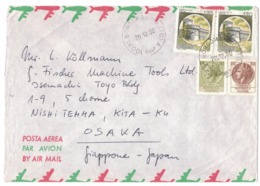 IA27  Storia Postale 1980 Lettera Via Aerea Da Borgomasino A Osaka Giappone,Castelli + Siracusana - 1971-80: Storia Postale