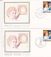 FDC OP ZIJDE /SOIE    2 FDC JEUGDPHILATELIE - 1981-1990