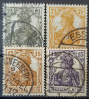 DEUTSCHES REICH 1916 - Canceled - Mi 98, 99, 100, 101 - Germania 2.5pf 7.5pf 15pf 15pf - Gebruikt